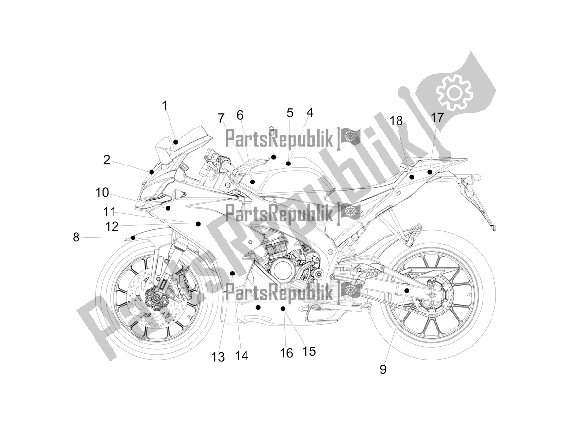 Alle onderdelen voor de Sticker van de Aprilia RS4 50 2T 2018