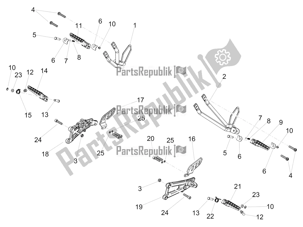 All parts for the Foot Rests of the Aprilia RS4 50 2T 2018