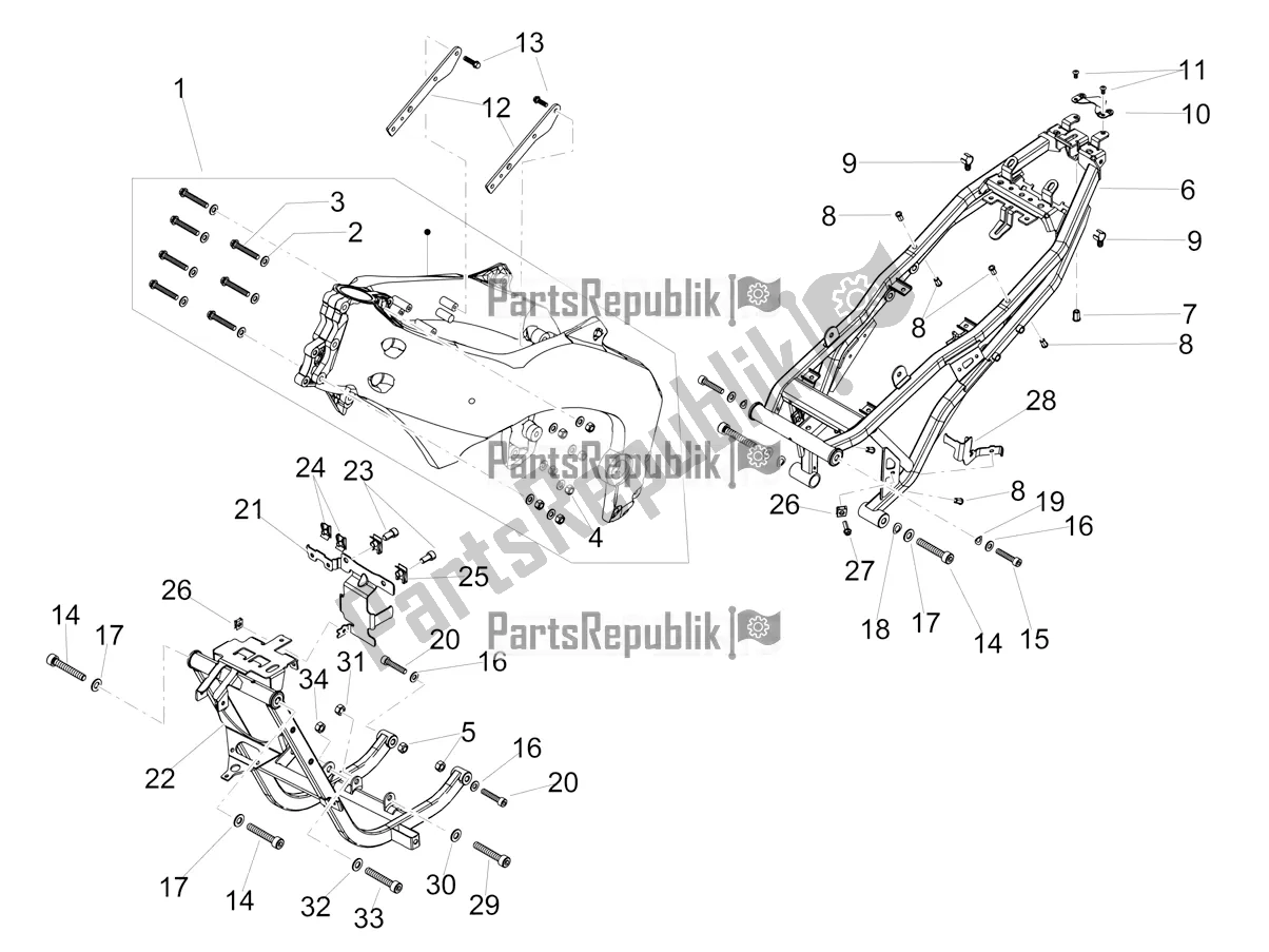 All parts for the Frame of the Aprilia RS4 50 2T 2018