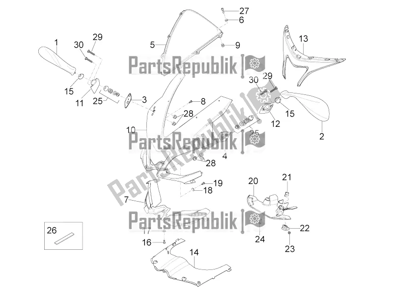 All parts for the Front Fairing of the Aprilia RS4 50 2T 2018