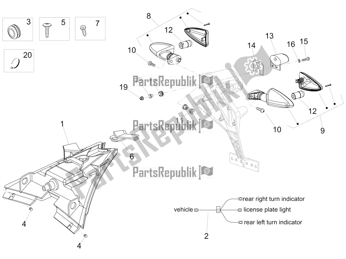 All parts for the Rear Lights of the Aprilia RS4 50 2T 2018