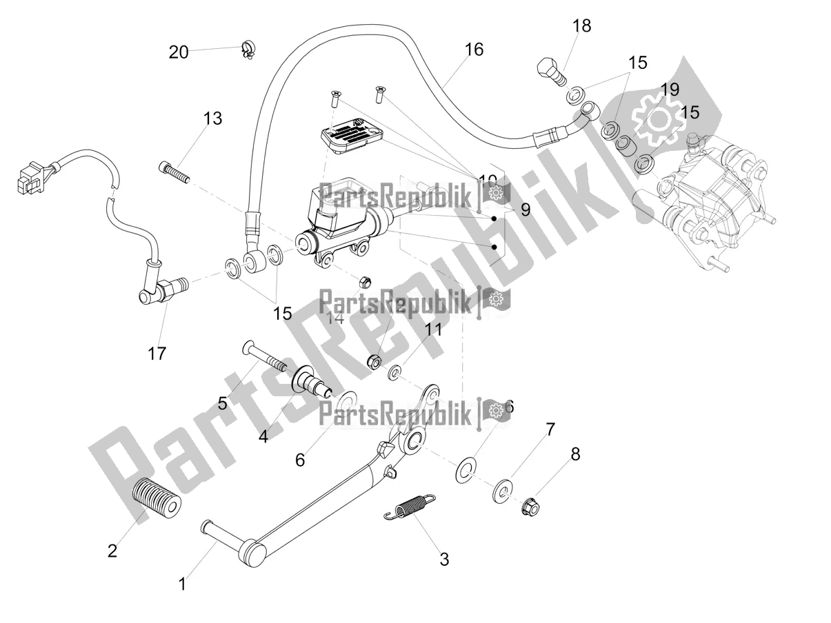 Alle onderdelen voor de Achterste Hoofdcilinder van de Aprilia RS4 50 2T 2018