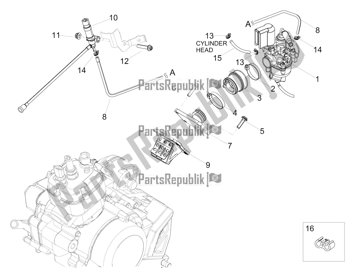 All parts for the Carburettor of the Aprilia RS4 50 2T 2019