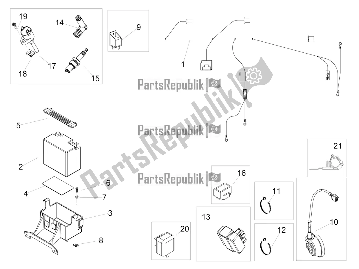 All parts for the Central Electrical System of the Aprilia RS4 50 2T 2019