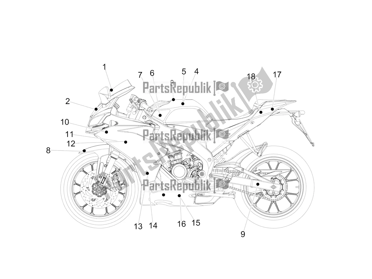 All parts for the Decal of the Aprilia RS4 50 2T 2019