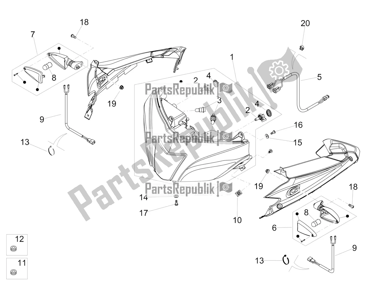 Todas as partes de Luzes Dianteiras do Aprilia RS4 50 2T 2019