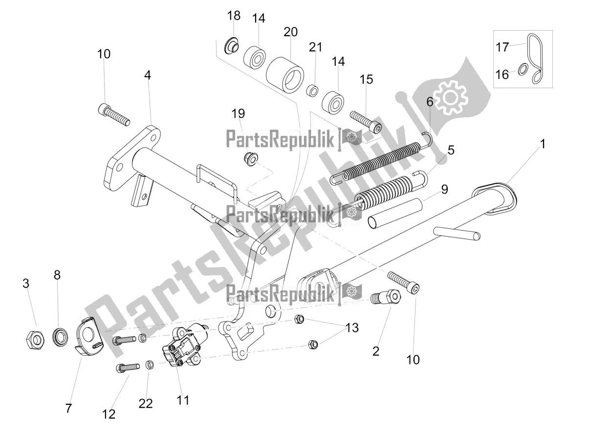 Todas as partes de Suporte Central do Aprilia RS4 50 2T 2020