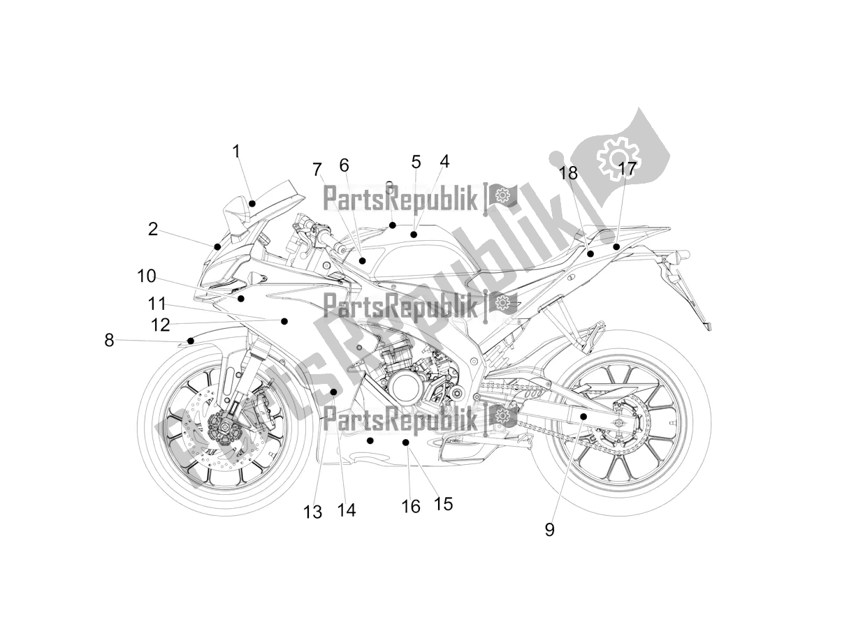 Alle onderdelen voor de Sticker van de Aprilia RS4 50 2T 2020