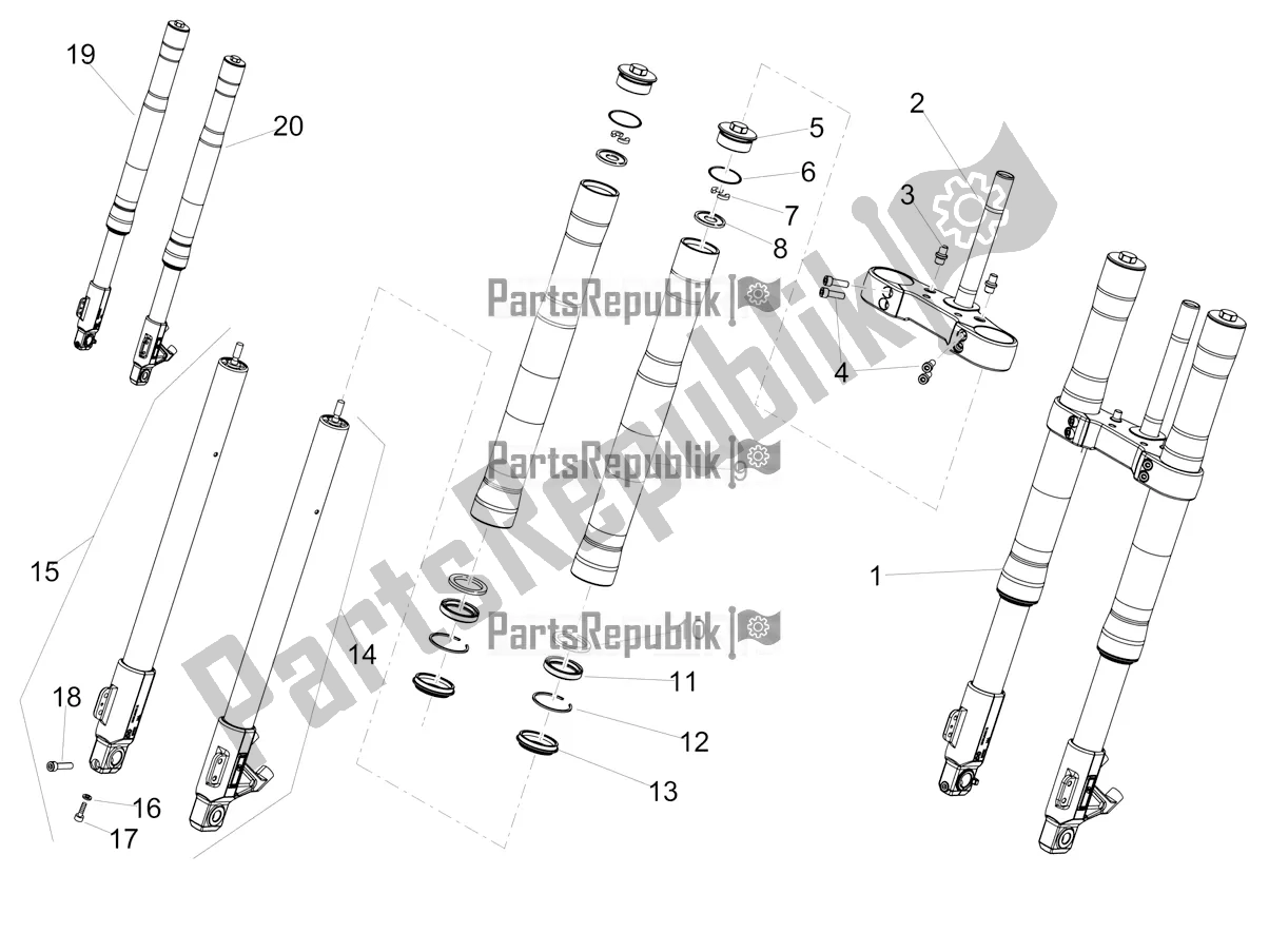 Alle onderdelen voor de Voorvork Ming Xing van de Aprilia RS4 50 2T 2020