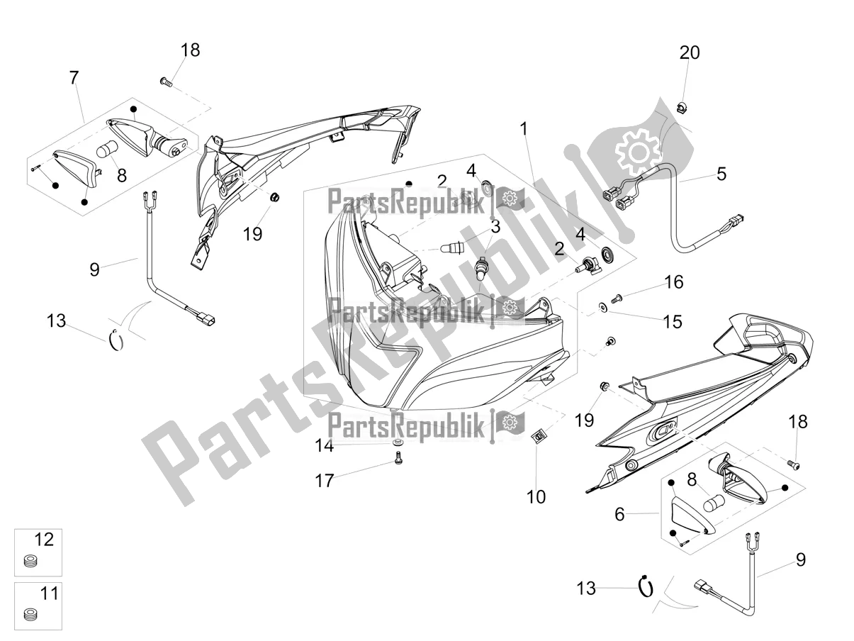 All parts for the Front Lights of the Aprilia RS4 50 2T 2020