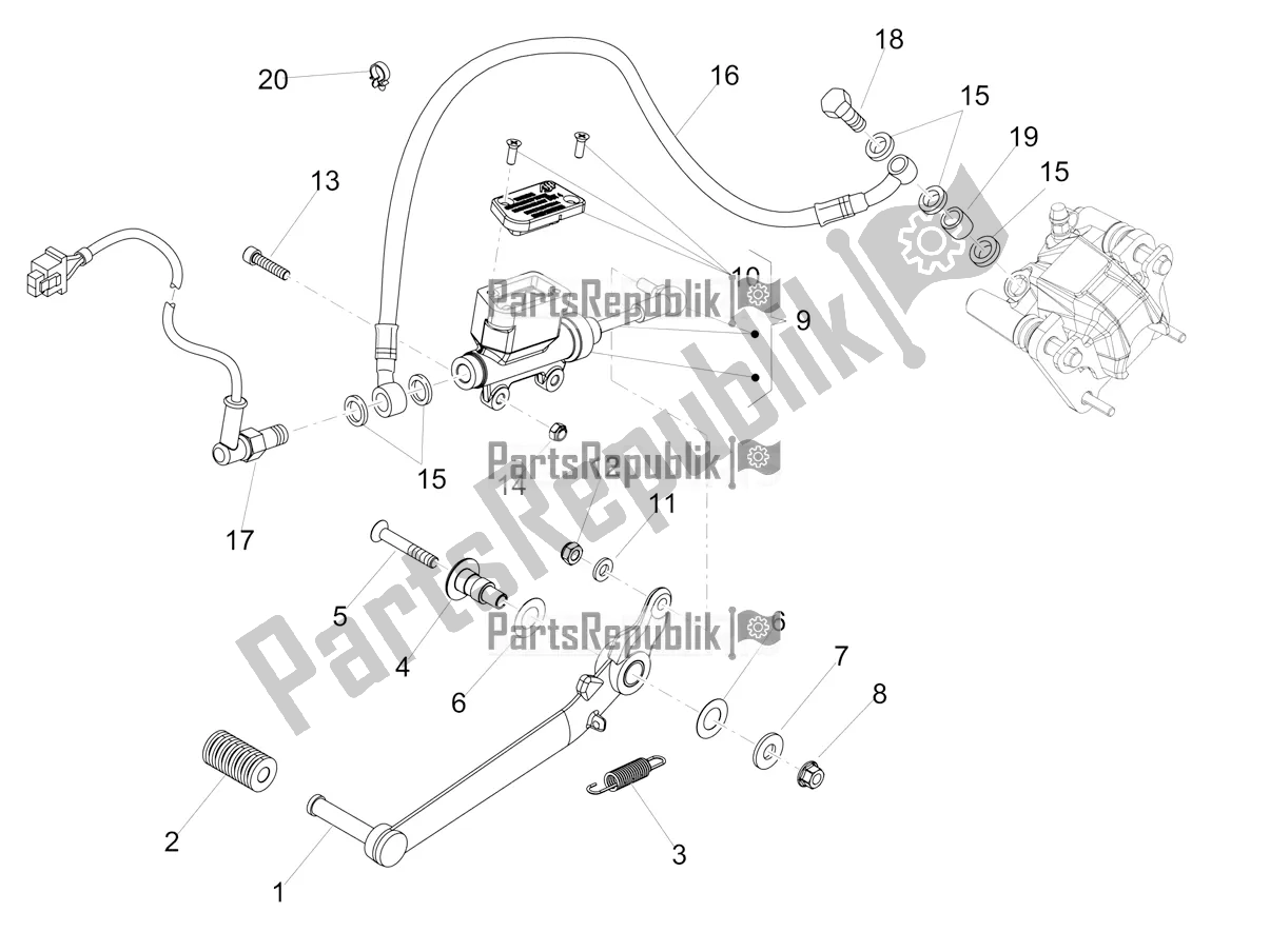 All parts for the Rear Master Cylinder of the Aprilia RS4 50 2T 2020