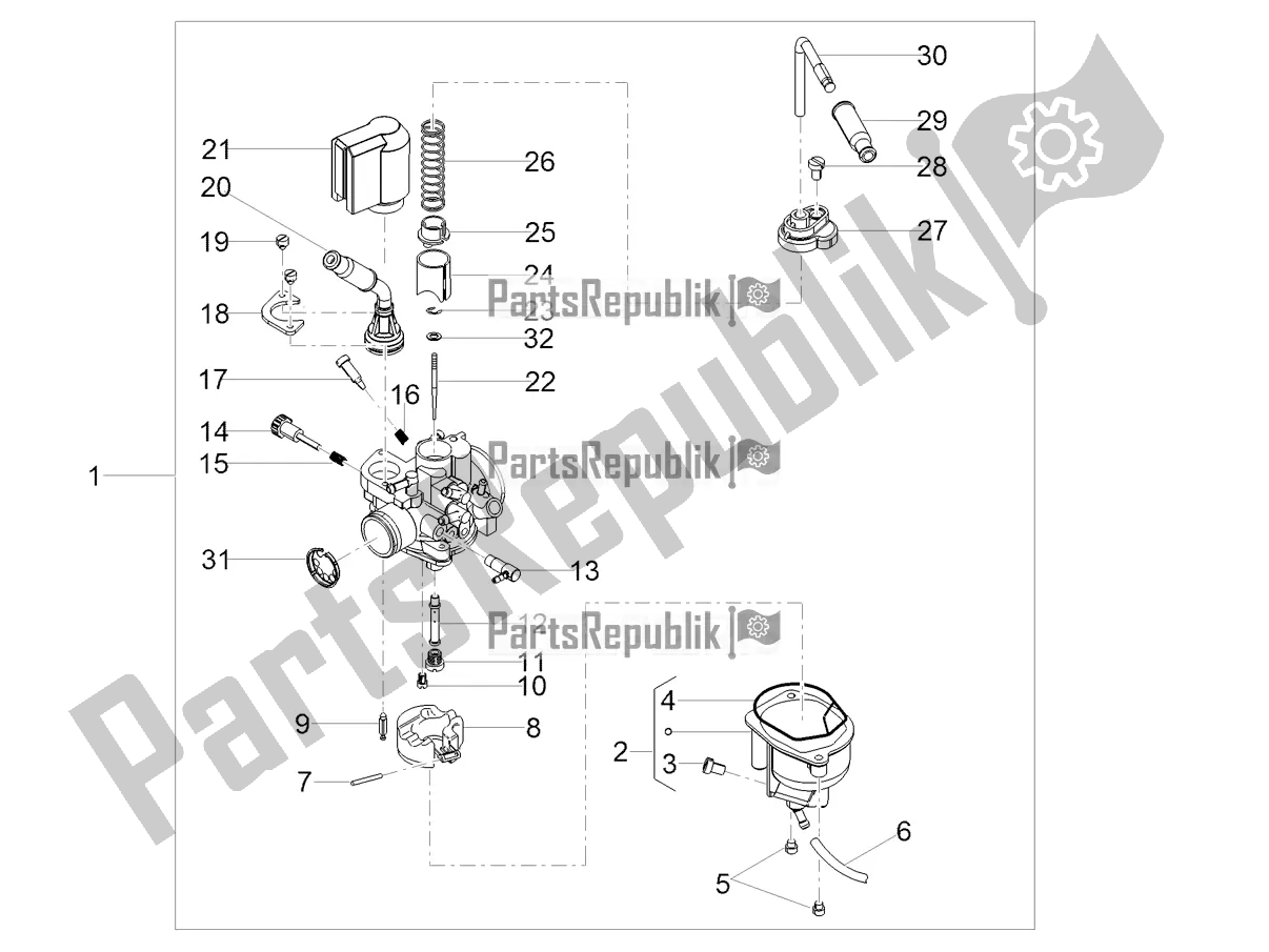 All parts for the Carburettor of the Aprilia RS4 50 2T 2021