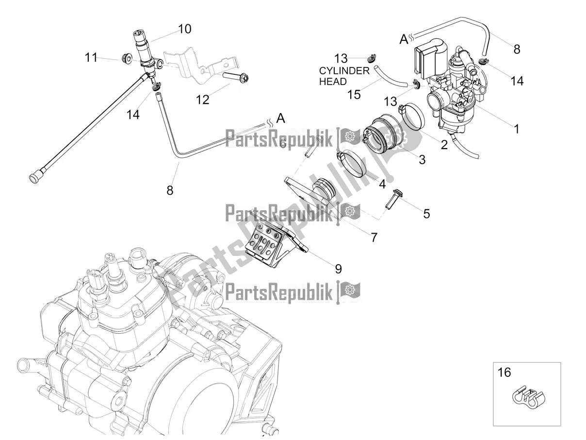 All parts for the Carburettor of the Aprilia RS4 50 2T 2021