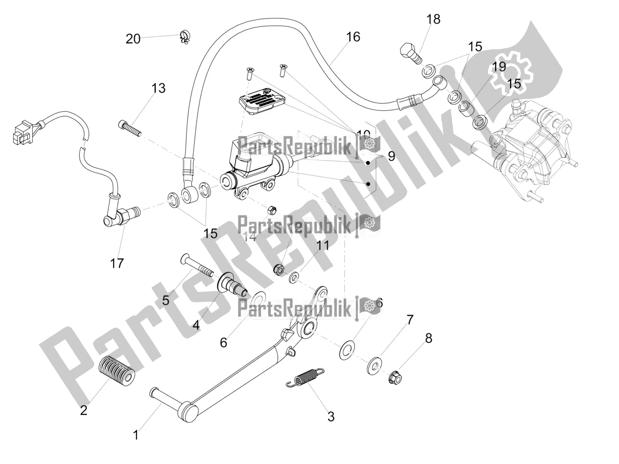 Alle onderdelen voor de Achterste Hoofdcilinder van de Aprilia RS4 50 2T 2021