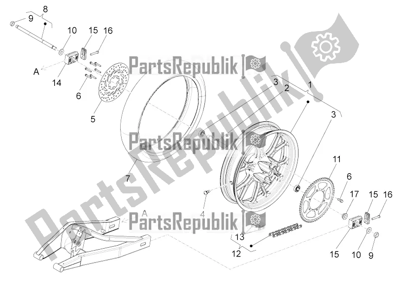 All parts for the Rear Wheel of the Aprilia RS4 50 2T 2021