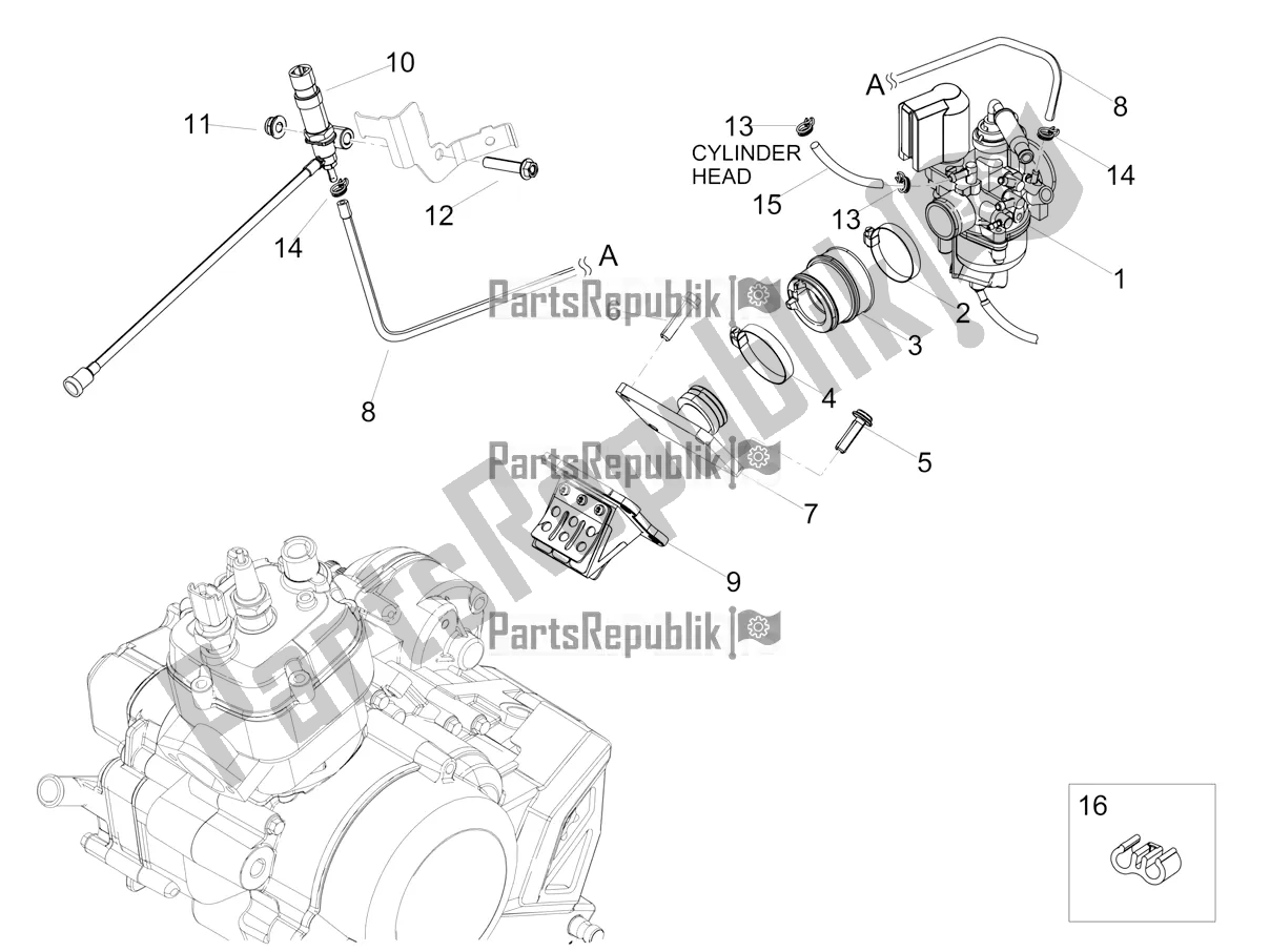 All parts for the Carburettor of the Aprilia RS4 50 2T 2022