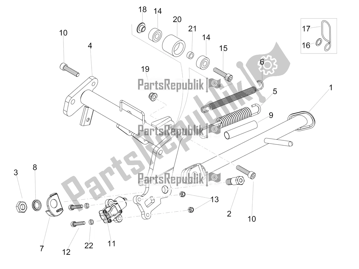 Todas as partes de Suporte Central do Aprilia RS4 50 2T 2022