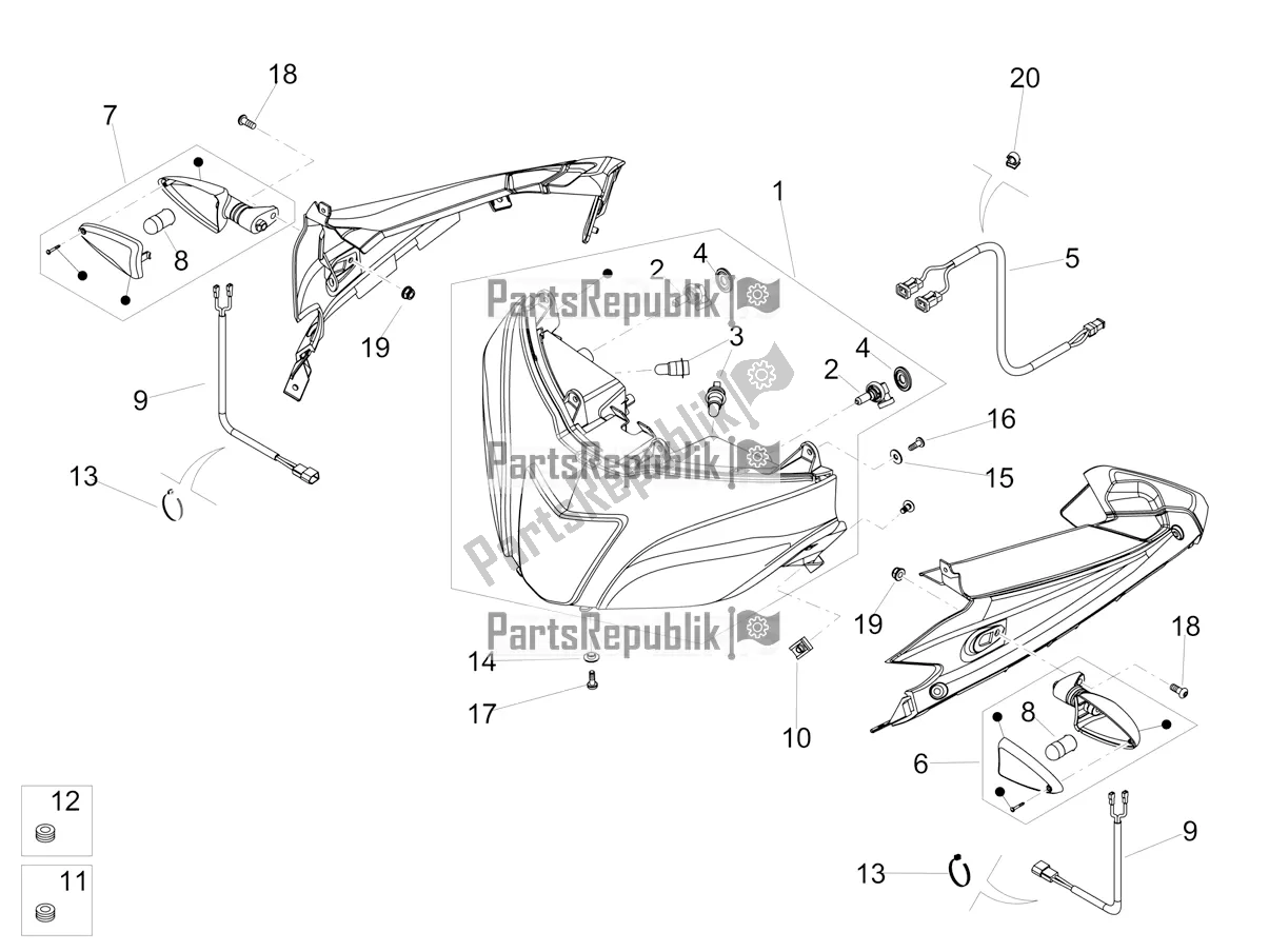 Todas as partes de Luzes Dianteiras do Aprilia RS4 50 2T 2022