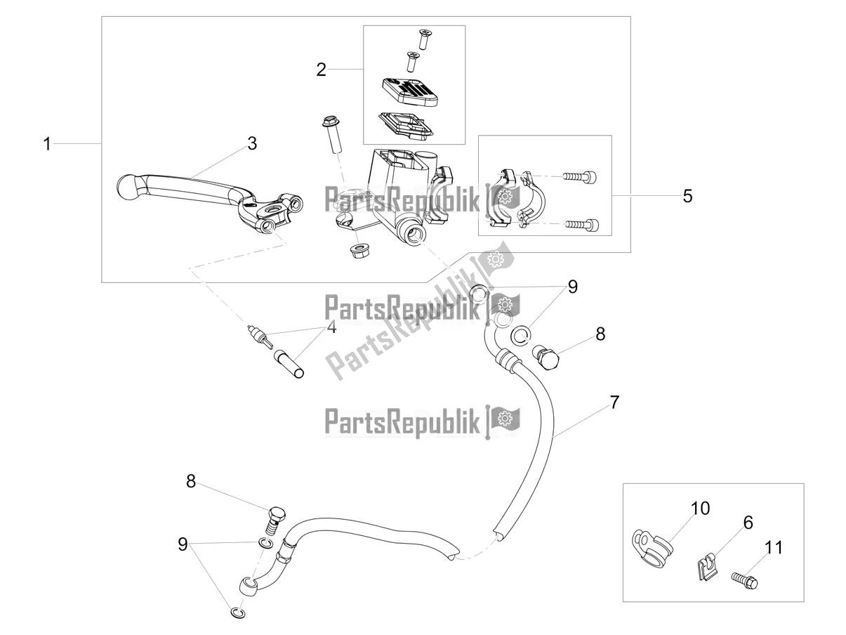 All parts for the Front Master Cilinder of the Aprilia RS4 50 2T 2022