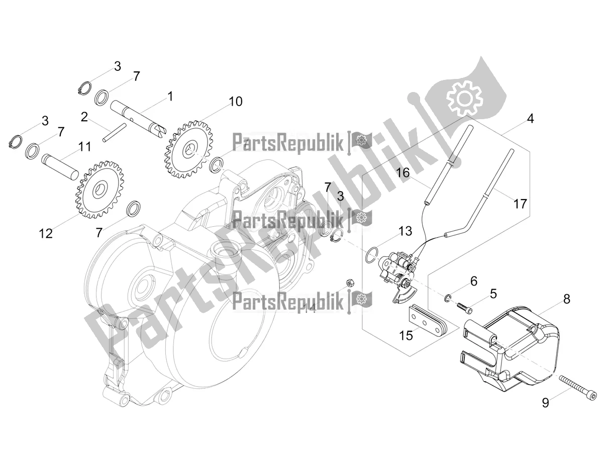 All parts for the Oil Pump of the Aprilia RS4 50 2T 2022