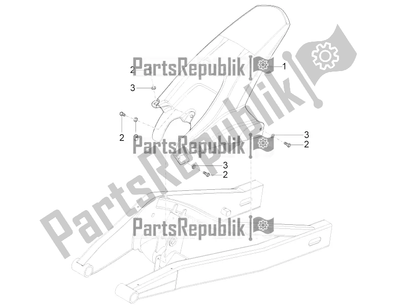 All parts for the Rear Mudguard of the Aprilia RS4 50 2T 2022