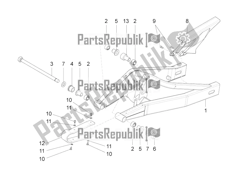 Alle onderdelen voor de Zwenkarm van de Aprilia RS4 50 2T 2022