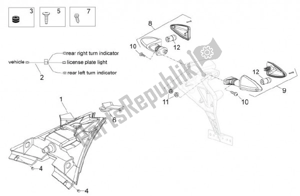 All parts for the Taillight of the Aprilia RS4 50 CC 76 2011