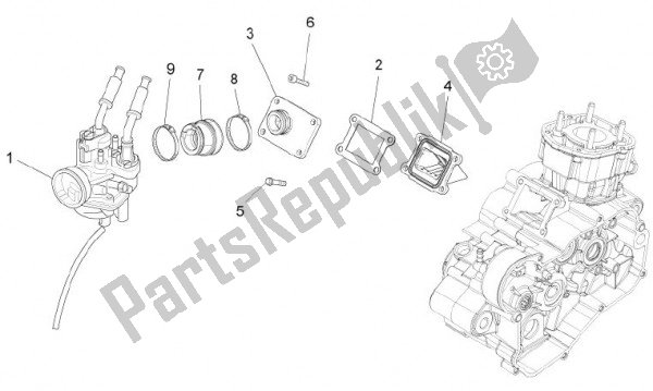 Todas as partes de Carburador do Aprilia RS4 50 CC 76 2011