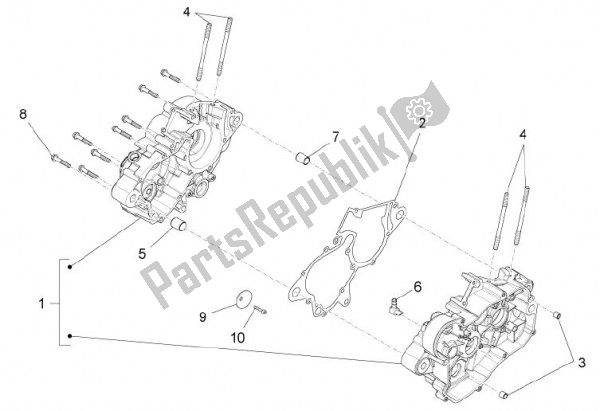 Todas as partes de Carter Motor do Aprilia RS4 50 CC 76 2011