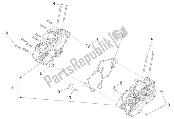 Todas as partes de Carter Motor do Aprilia RS4 50 CC 76 2011