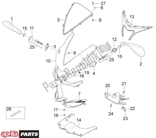 Todas as partes de Frontafschermingen do Aprilia RS4 50 CC 76 2011