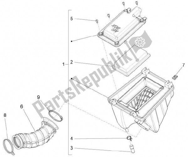 All parts for the Air Cleaner of the Aprilia RS4 50 CC 76 2011