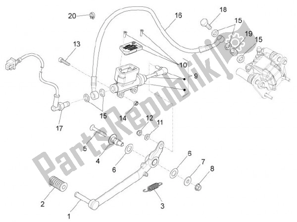 All parts for the Pedaal Remmen of the Aprilia RS4 50 CC 76 2011