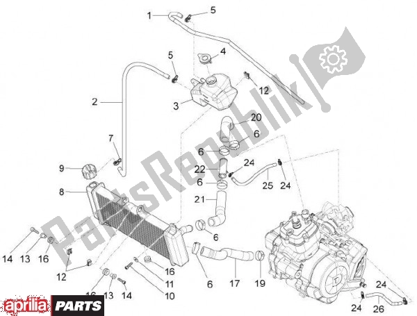 Alle onderdelen voor de Radiator van de Aprilia RS4 50 CC 76 2011