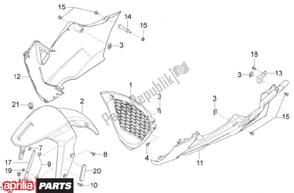 Todas as partes de Pára-choque do Aprilia RS4 50 CC 76 2011