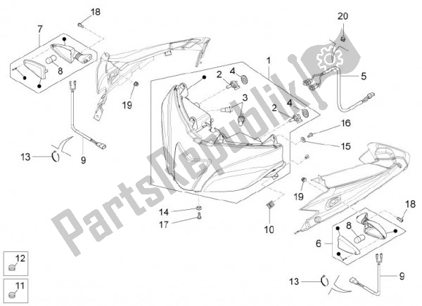 Alle onderdelen voor de Voorlicht van de Aprilia RS4 50 CC 76 2011