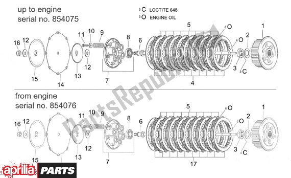 Todas as partes de Clutch I do Aprilia RST Futura 393 1000 2001 - 2003