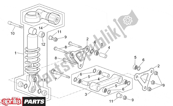 Todas as partes de Connecting Rod Rear Shock Abs do Aprilia RST Futura 393 1000 2001 - 2003