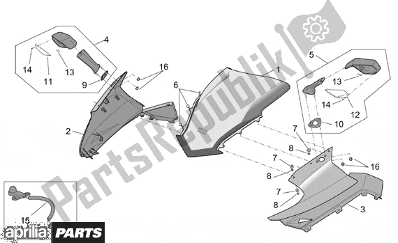 Alle onderdelen voor de Front Body Front Fairing van de Aprilia RST Futura 393 1000 2001 - 2003