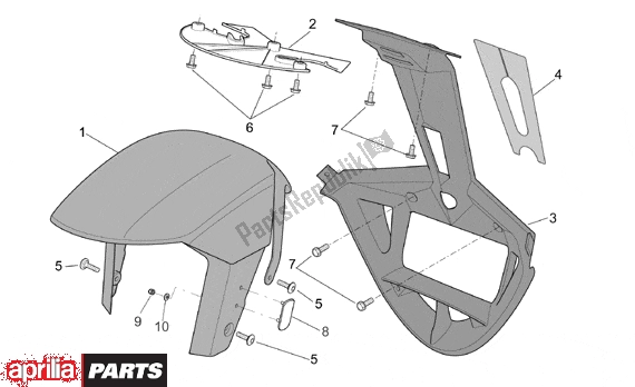 Alle onderdelen voor de Front Body Front Mudguard van de Aprilia RST Futura 393 1000 2001 - 2003