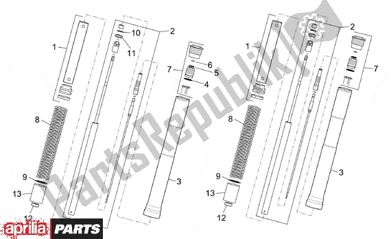 Todas las partes para Front Fork I de Aprilia RST Futura 393 1000 2001 - 2003