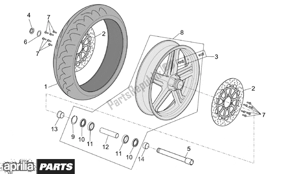 Todas as partes de Front Wheel do Aprilia RST Futura 393 1000 2001 - 2003