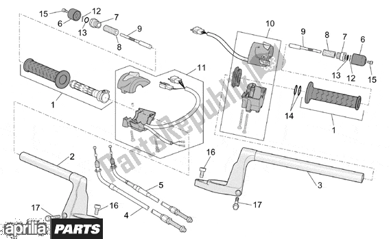 All parts for the Handlebar Controls of the Aprilia RST Futura 393 1000 2001 - 2003