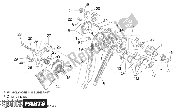 All parts for the Rear Cylinder Timing System of the Aprilia RST Futura 393 1000 2001 - 2003