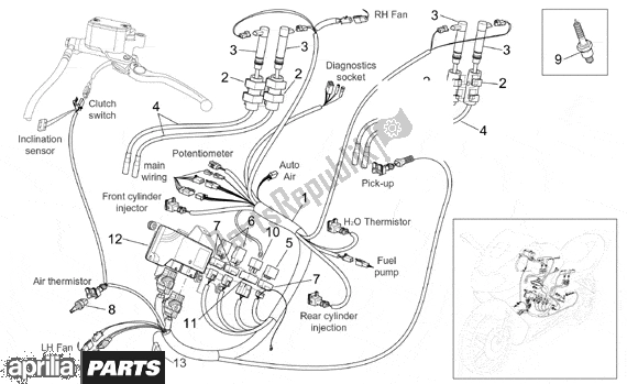 Tutte le parti per il Rear Electrical System del Aprilia RST Futura 393 1000 2001 - 2003