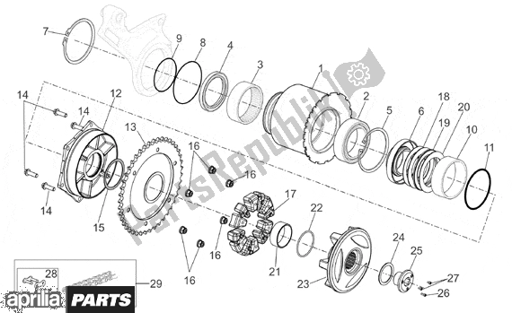 All parts for the Rear Wheel Ii of the Aprilia RST Futura 393 1000 2001 - 2003