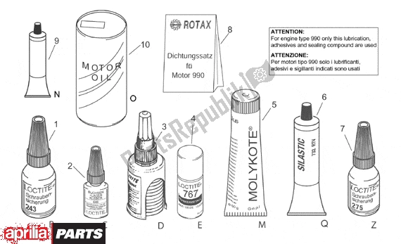 Alle Teile für das Sealing And Lubricating Agents des Aprilia RST Futura 393 1000 2001 - 2003