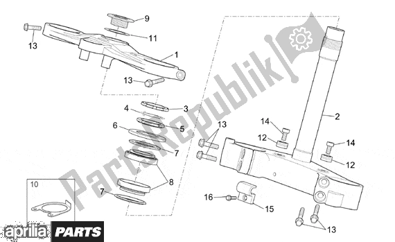 Todas as partes de Steering do Aprilia RST Futura 393 1000 2001 - 2003