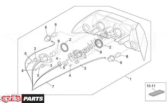Alle onderdelen voor de Taillight van de Aprilia RST Futura 393 1000 2001 - 2003