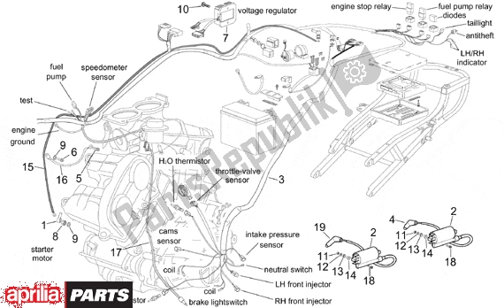 Toutes les pièces pour le Central Electrical System du Aprilia RSV Mille 9 1000 1998 - 1999